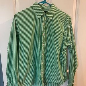 Ralph Lauren Sport - Button Down - Green and White Pin Stripe - Size 14